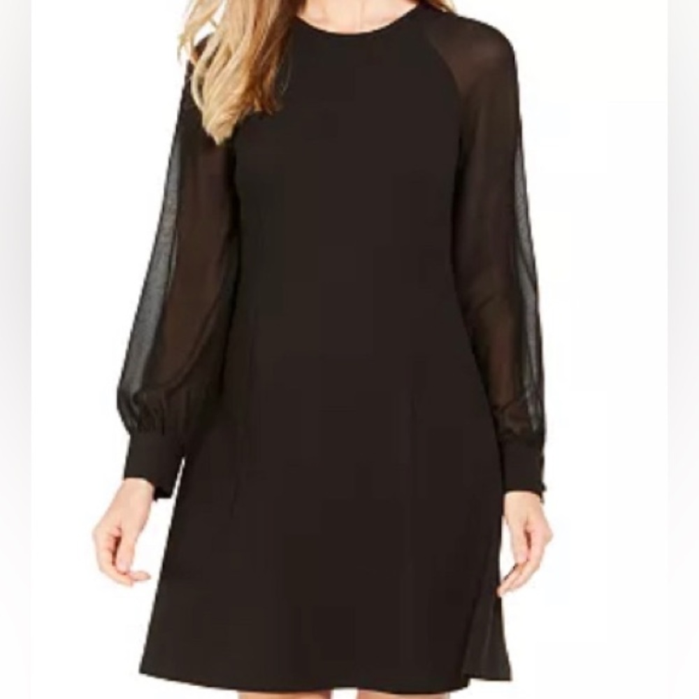 Calvin Klein Illusion Sleeve A-Line Dress